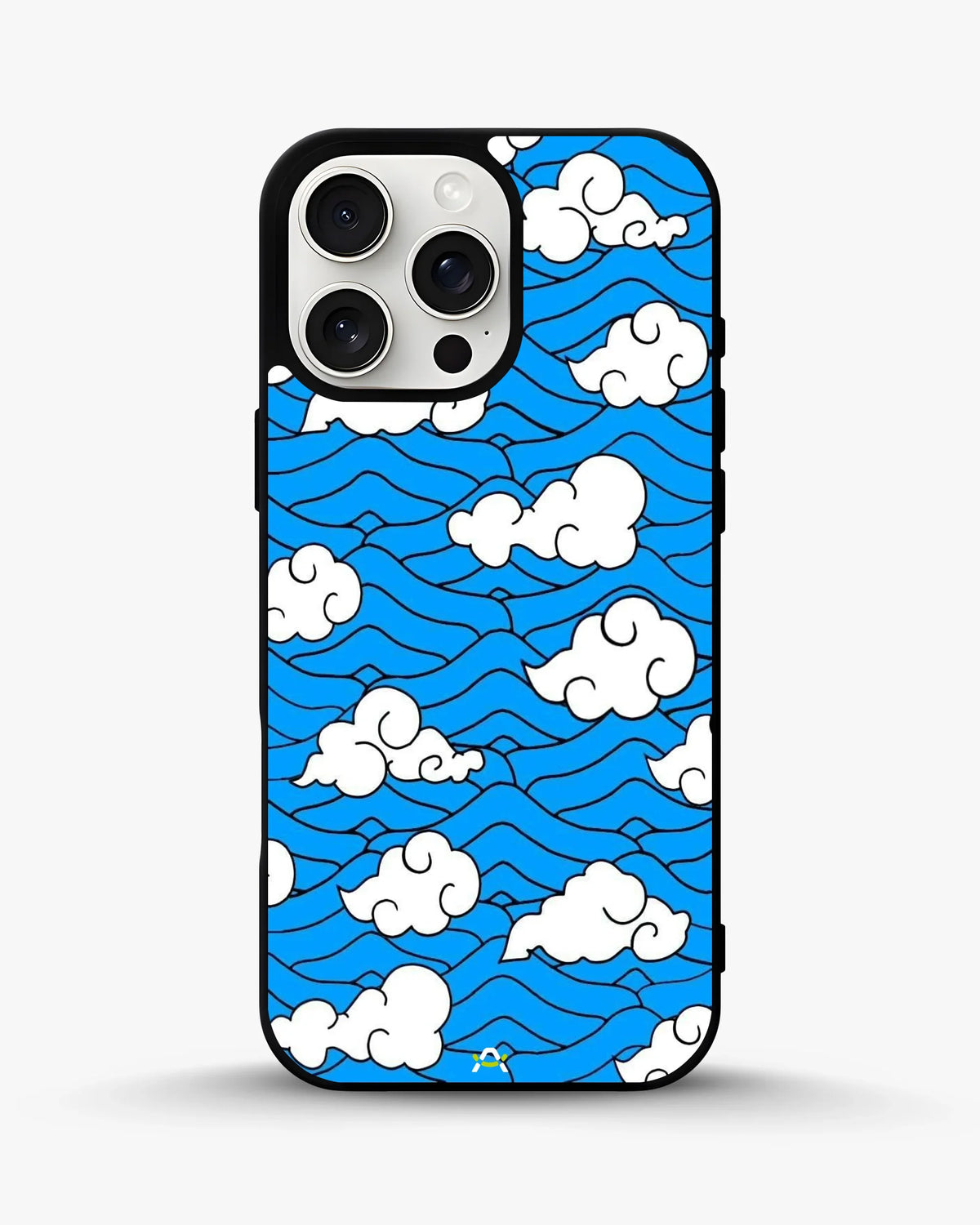 Cloud Pattern Phone Case - Wavy Blue & White Print for iPhone, Samsung, Pixel, OnePlus & Vivo