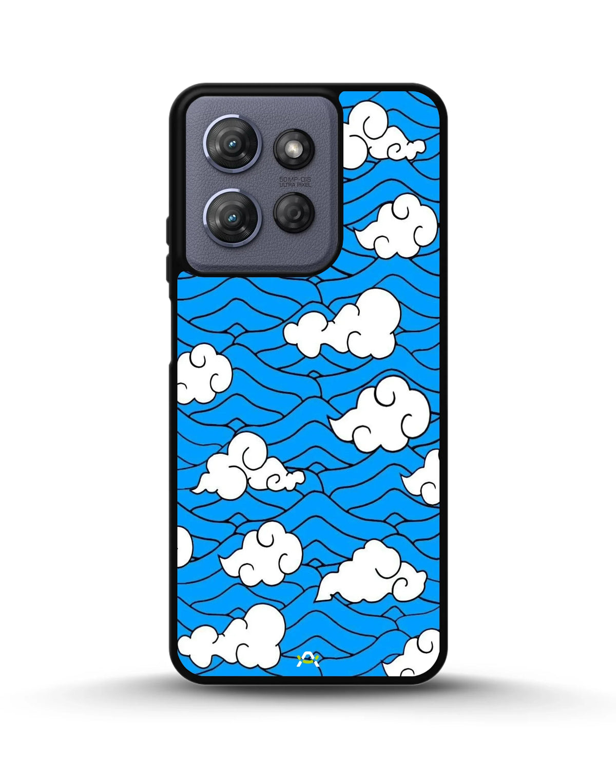 Cloud Pattern Phone Case - Wavy Blue & White Print for iPhone, Samsung, Pixel, OnePlus & Vivo