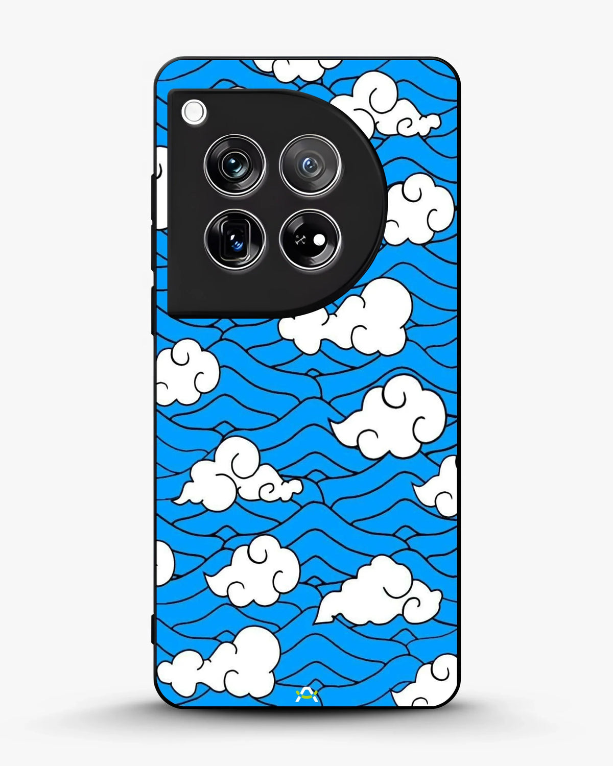 Cloud Pattern Phone Case - Wavy Blue & White Print for iPhone, Samsung, Pixel, OnePlus & Vivo