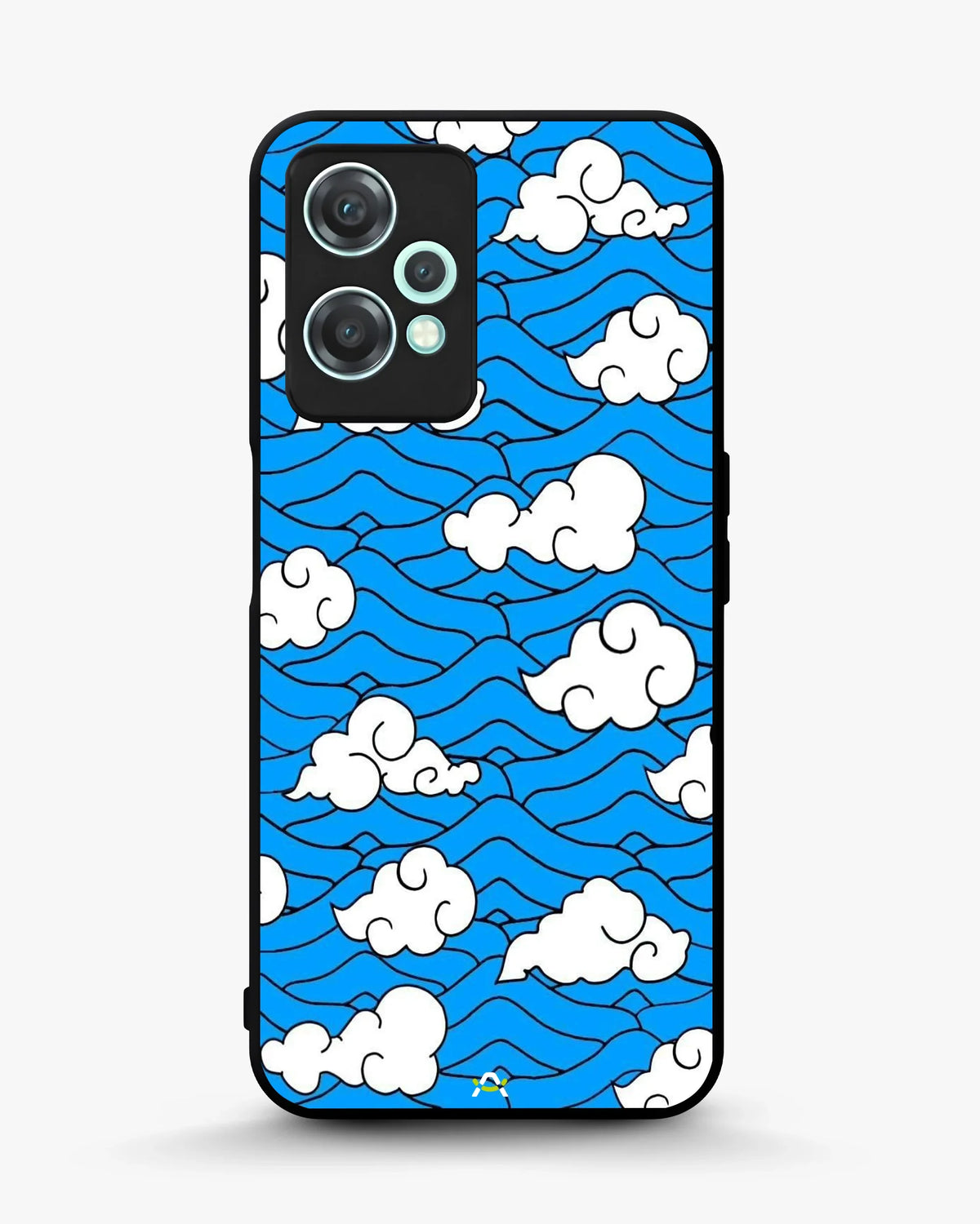 Cloud Pattern Phone Case - Wavy Blue & White Print for iPhone, Samsung, Pixel, OnePlus & Vivo