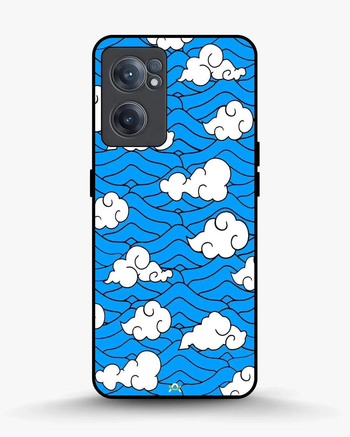 Cloud Pattern Phone Case - Wavy Blue & White Print for iPhone, Samsung, Pixel, OnePlus & Vivo