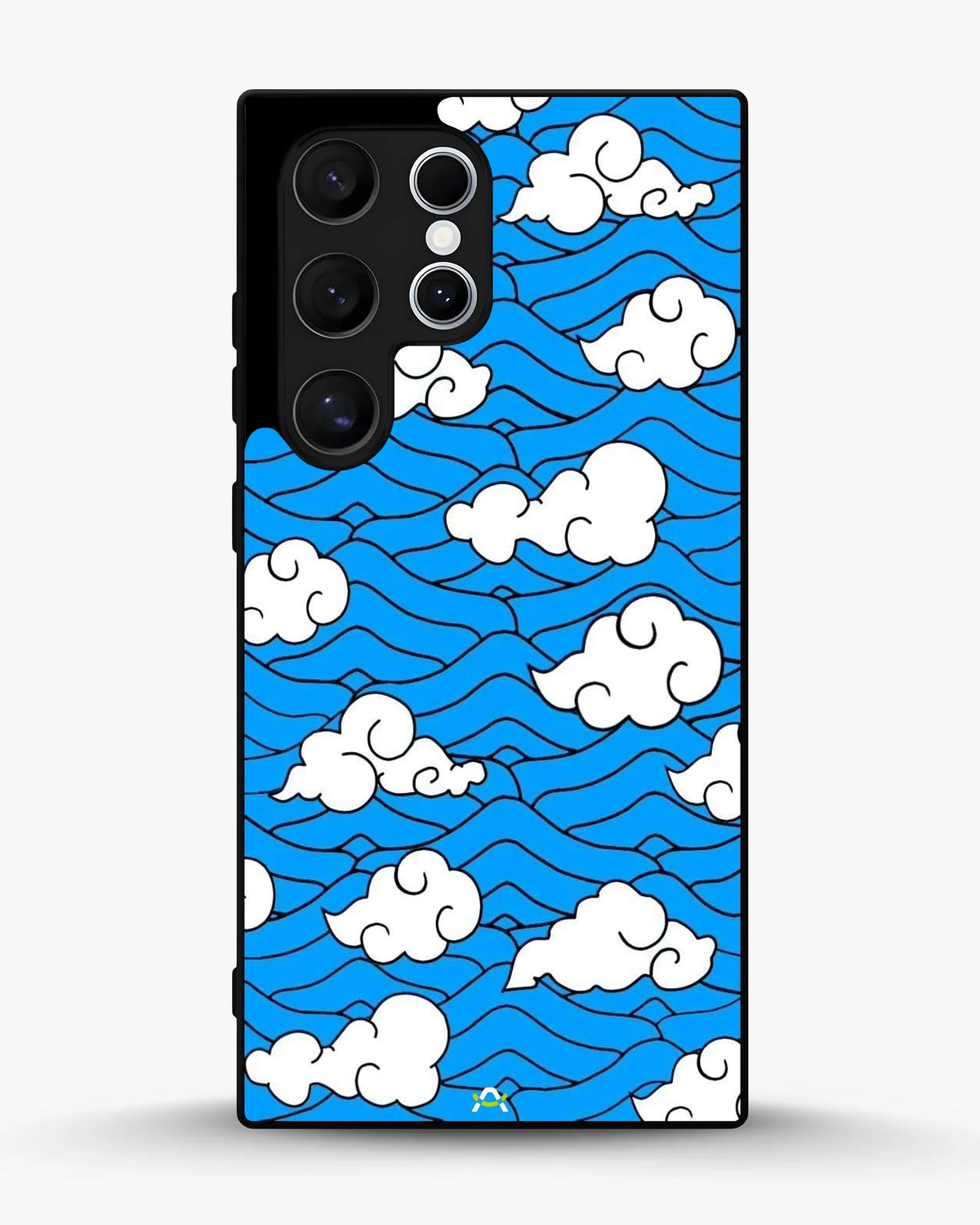 Cloud Pattern Phone Case - Wavy Blue & White Print for iPhone, Samsung, Pixel, OnePlus & Vivo