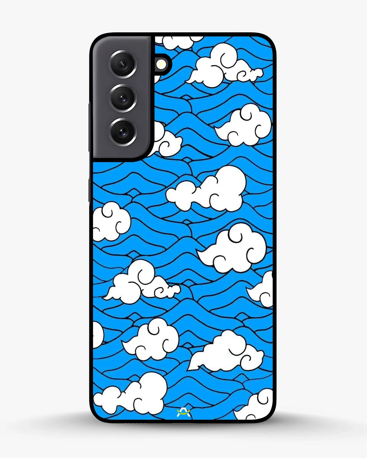 Cloud Pattern Phone Case - Wavy Blue & White Print for iPhone, Samsung, Pixel, OnePlus & Vivo