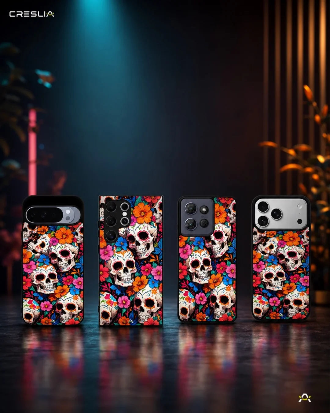 Color Skull Floral Phone Case - Vibrant Skull & Flowers Print for iPhone, Samsung, Pixel, OnePlus & Vivo