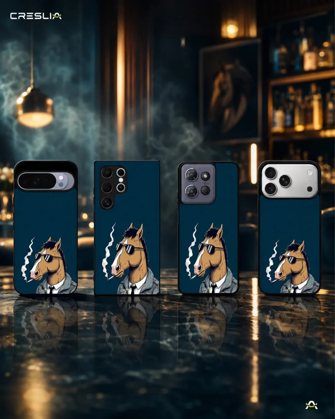 Cool Horse Sunglasses Phone Case - Quirky Blue Art Print for iPhone, Samsung, Pixel, OnePlus & Vivo