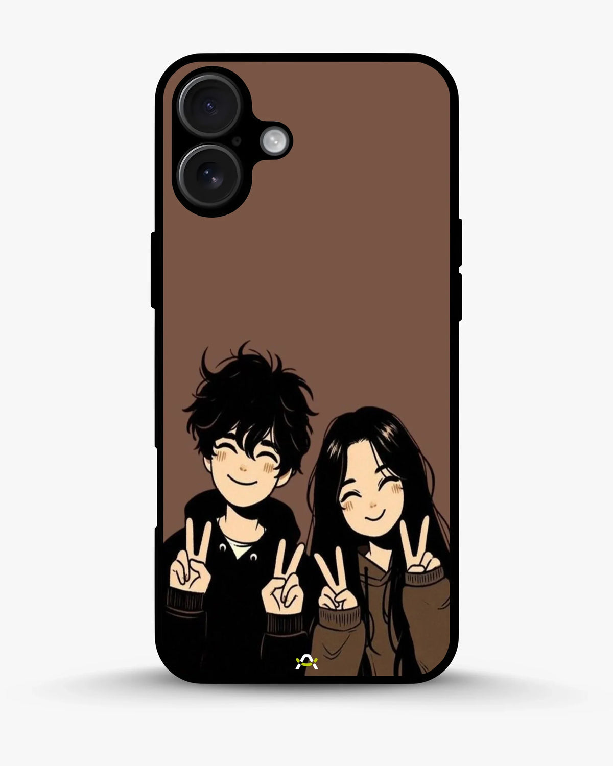 Couple Peace Sign Phone Case - Warm Brown Art Print for iPhone, Samsung, Pixel, OnePlus & Vivo