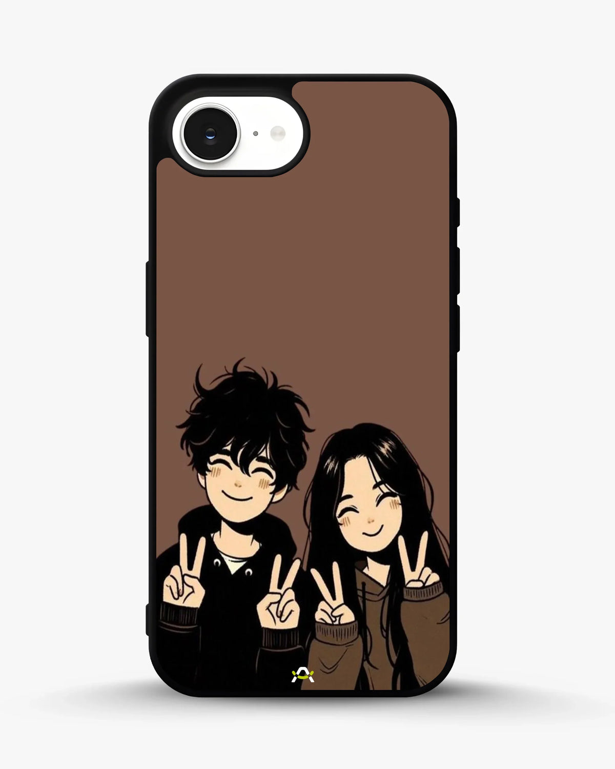 Couple Peace Sign Phone Case - Warm Brown Art Print for iPhone, Samsung, Pixel, OnePlus & Vivo