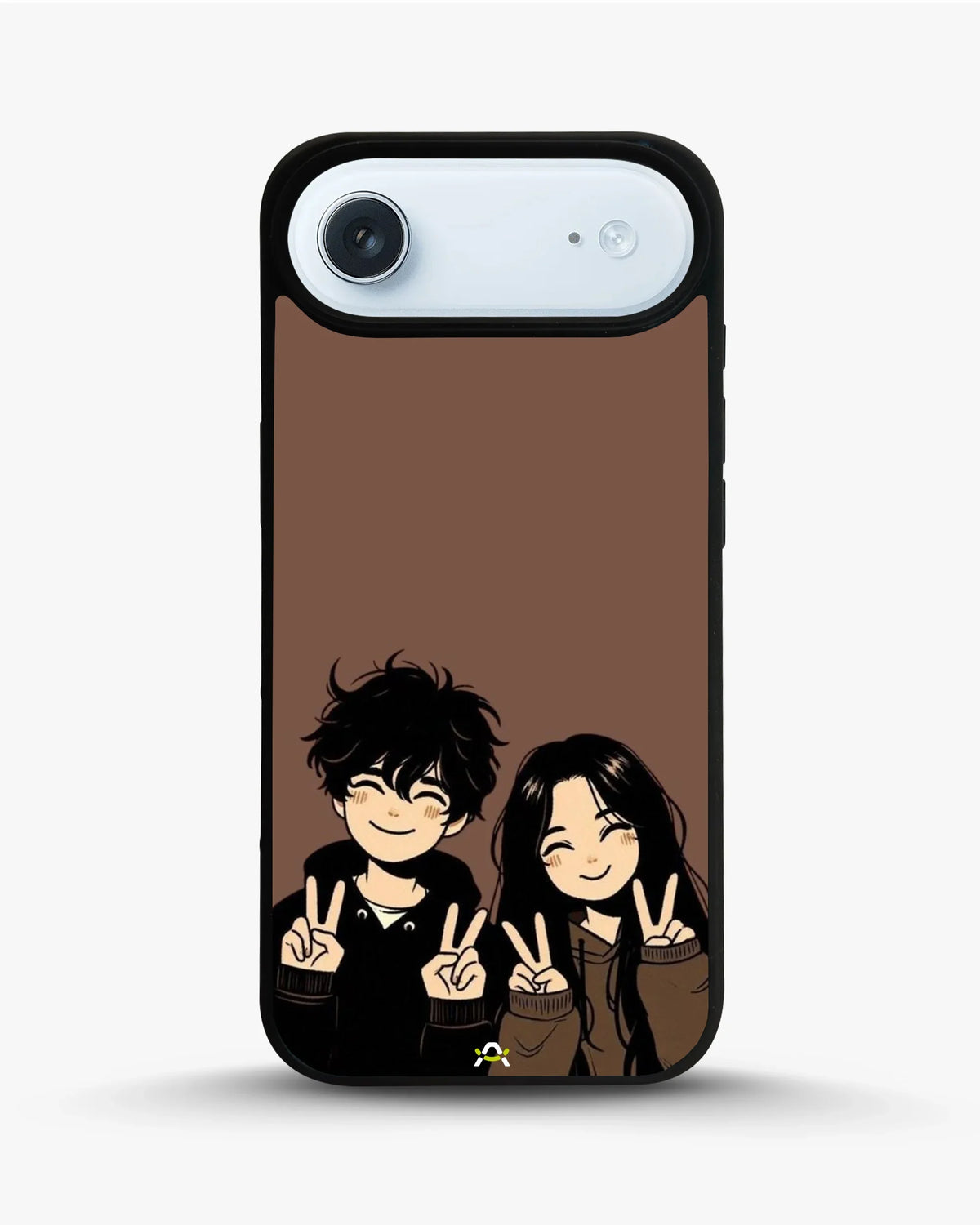 Couple Peace Sign Phone Case - Warm Brown Art Print for iPhone, Samsung, Pixel, OnePlus & Vivo