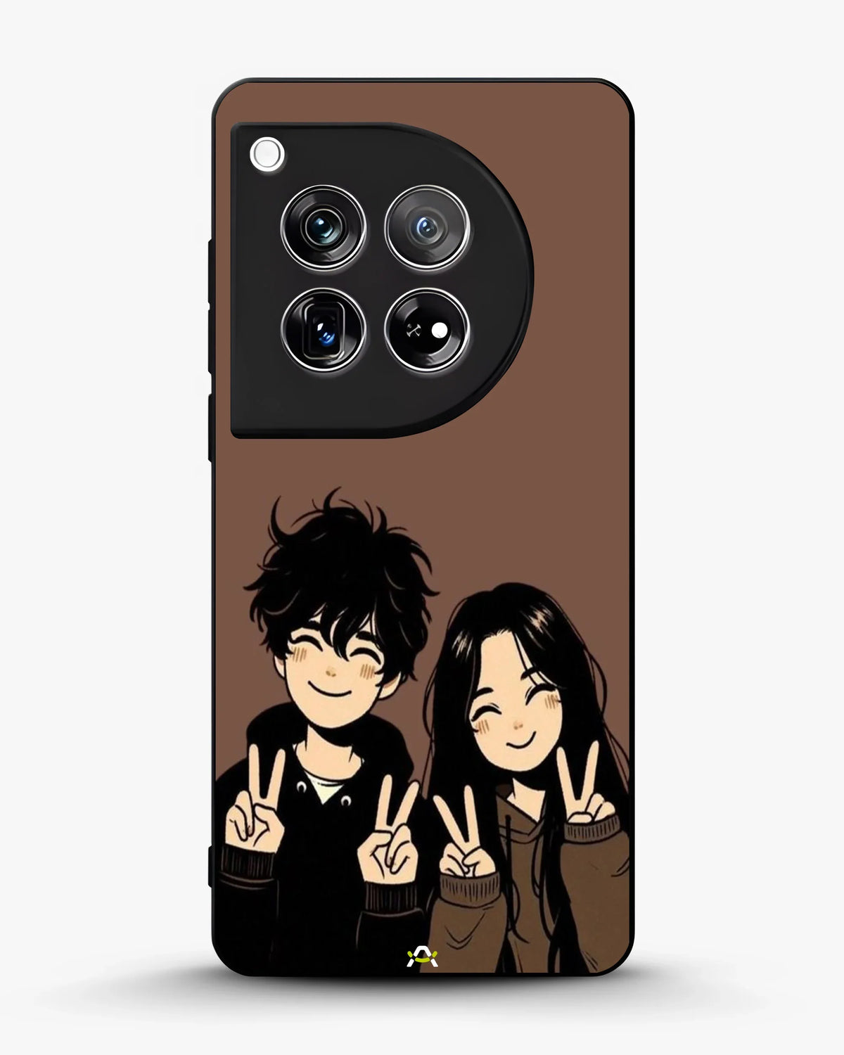 Couple Peace Sign Phone Case - Warm Brown Art Print for iPhone, Samsung, Pixel, OnePlus & Vivo