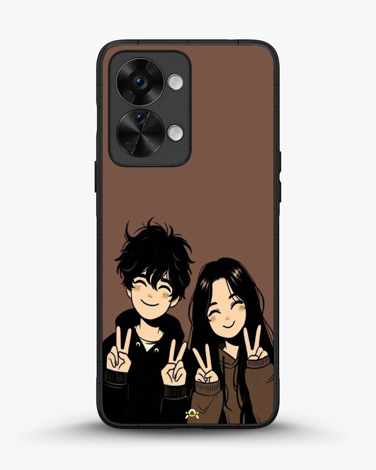 Couple Peace Sign Phone Case - Warm Brown Art Print for iPhone, Samsung, Pixel, OnePlus & Vivo