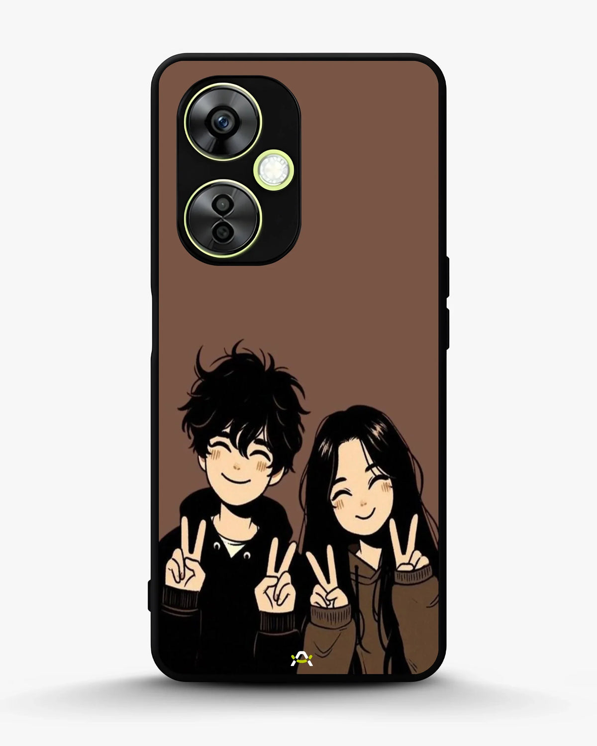 Couple Peace Sign Phone Case - Warm Brown Art Print for iPhone, Samsung, Pixel, OnePlus & Vivo