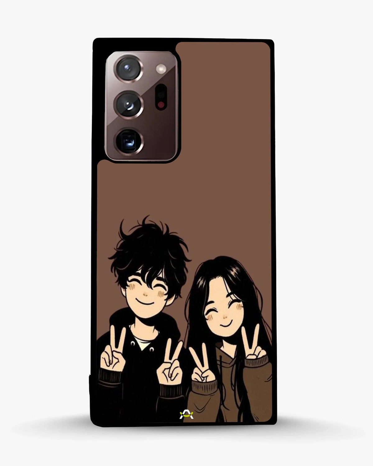 Couple Peace Sign Phone Case - Warm Brown Art Print for iPhone, Samsung, Pixel, OnePlus & Vivo