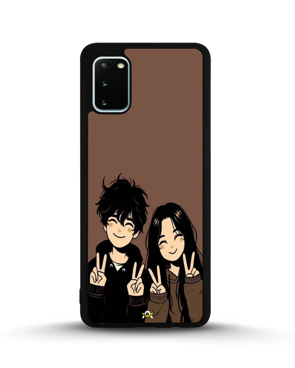 Couple Peace Sign Phone Case - Warm Brown Art Print for iPhone, Samsung, Pixel, OnePlus & Vivo