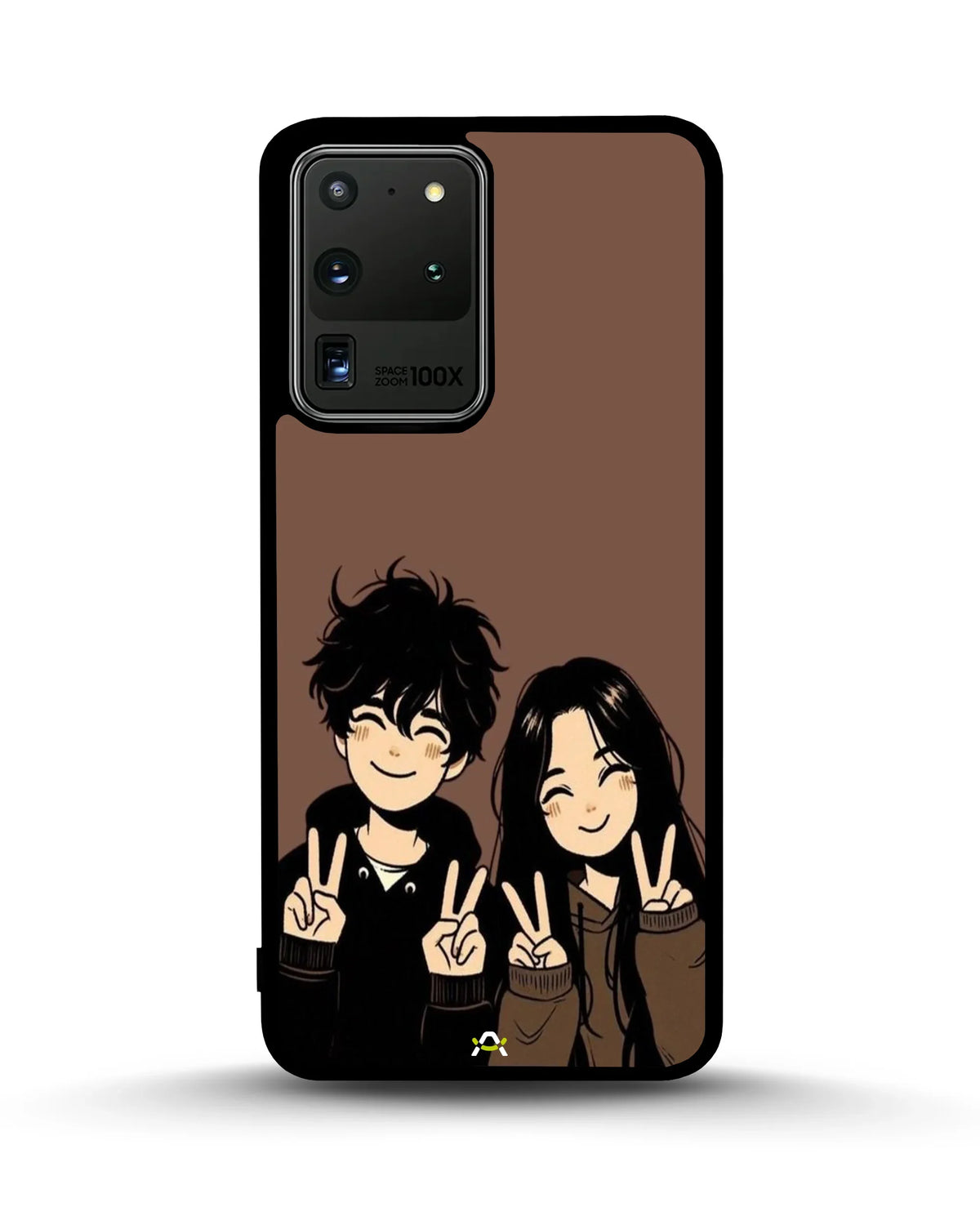 Couple Peace Sign Phone Case - Warm Brown Art Print for iPhone, Samsung, Pixel, OnePlus & Vivo