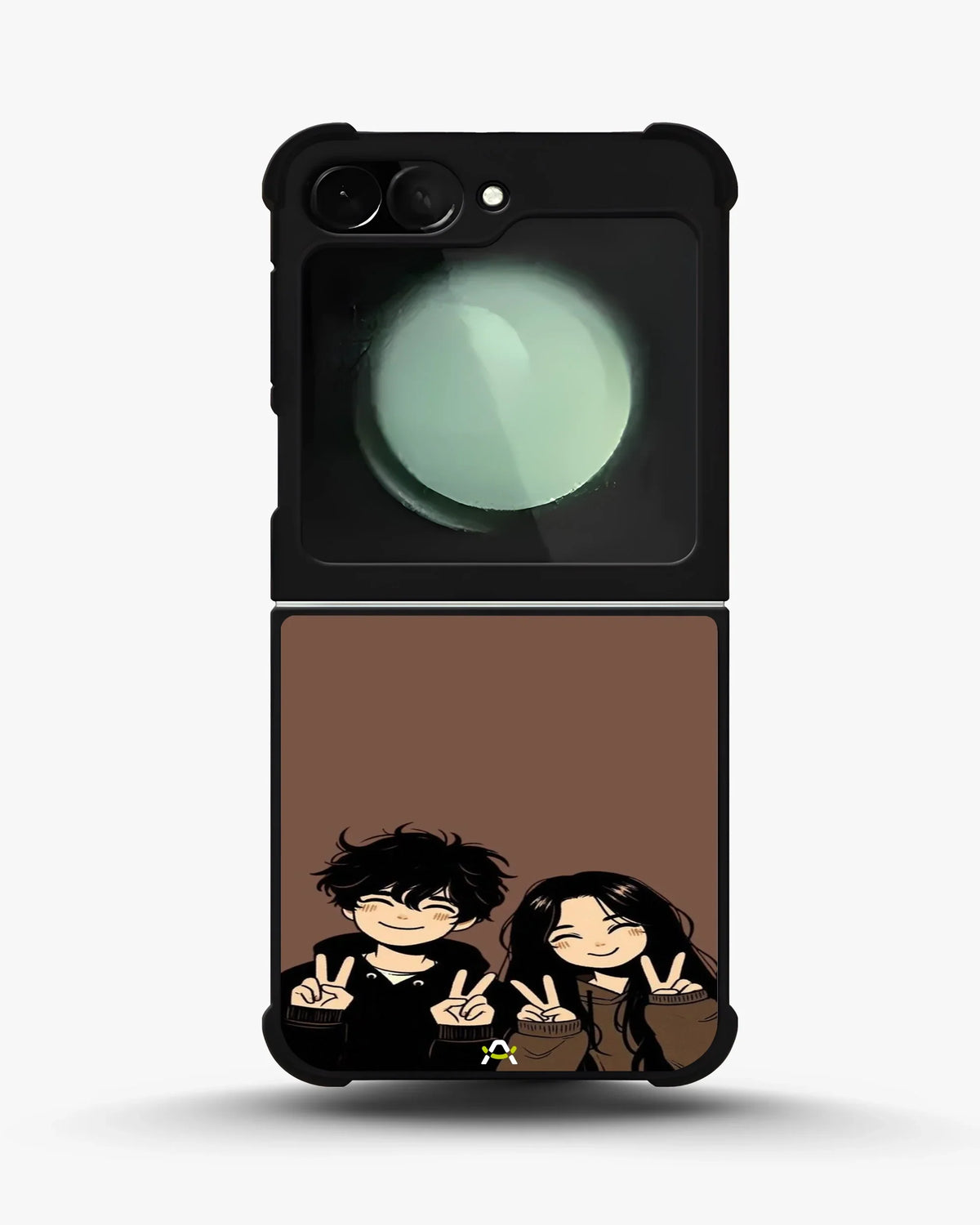 Couple Peace Sign Phone Case - Warm Brown Art Print for iPhone, Samsung, Pixel, OnePlus & Vivo