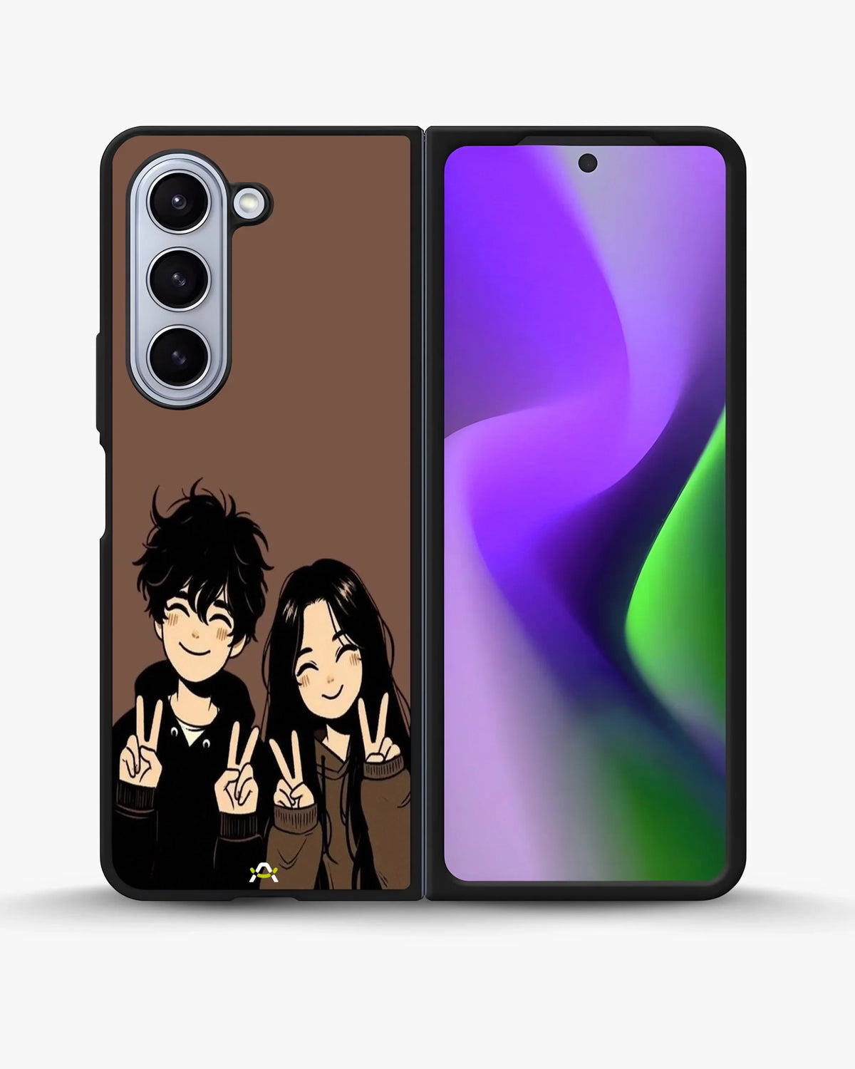 Couple Peace Sign Phone Case - Warm Brown Art Print for iPhone, Samsung, Pixel, OnePlus & Vivo