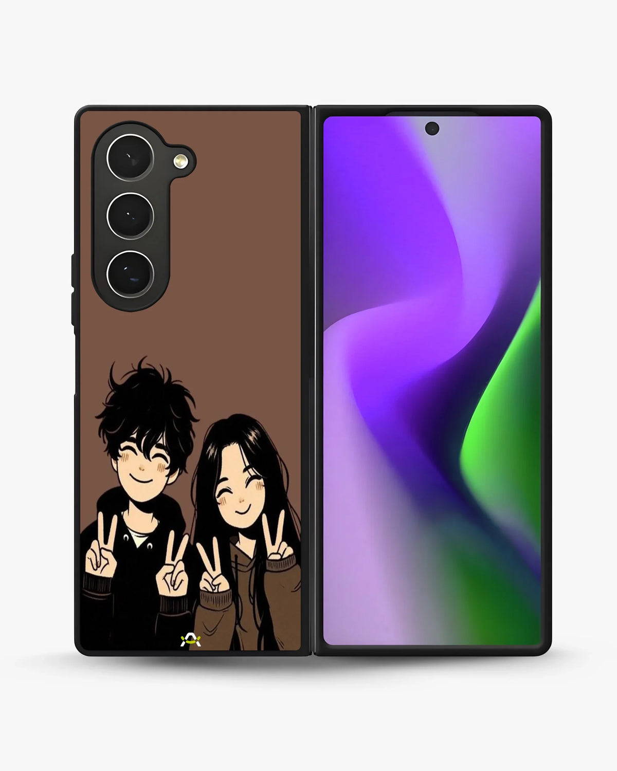 Couple Peace Sign Phone Case - Warm Brown Art Print for iPhone, Samsung, Pixel, OnePlus & Vivo