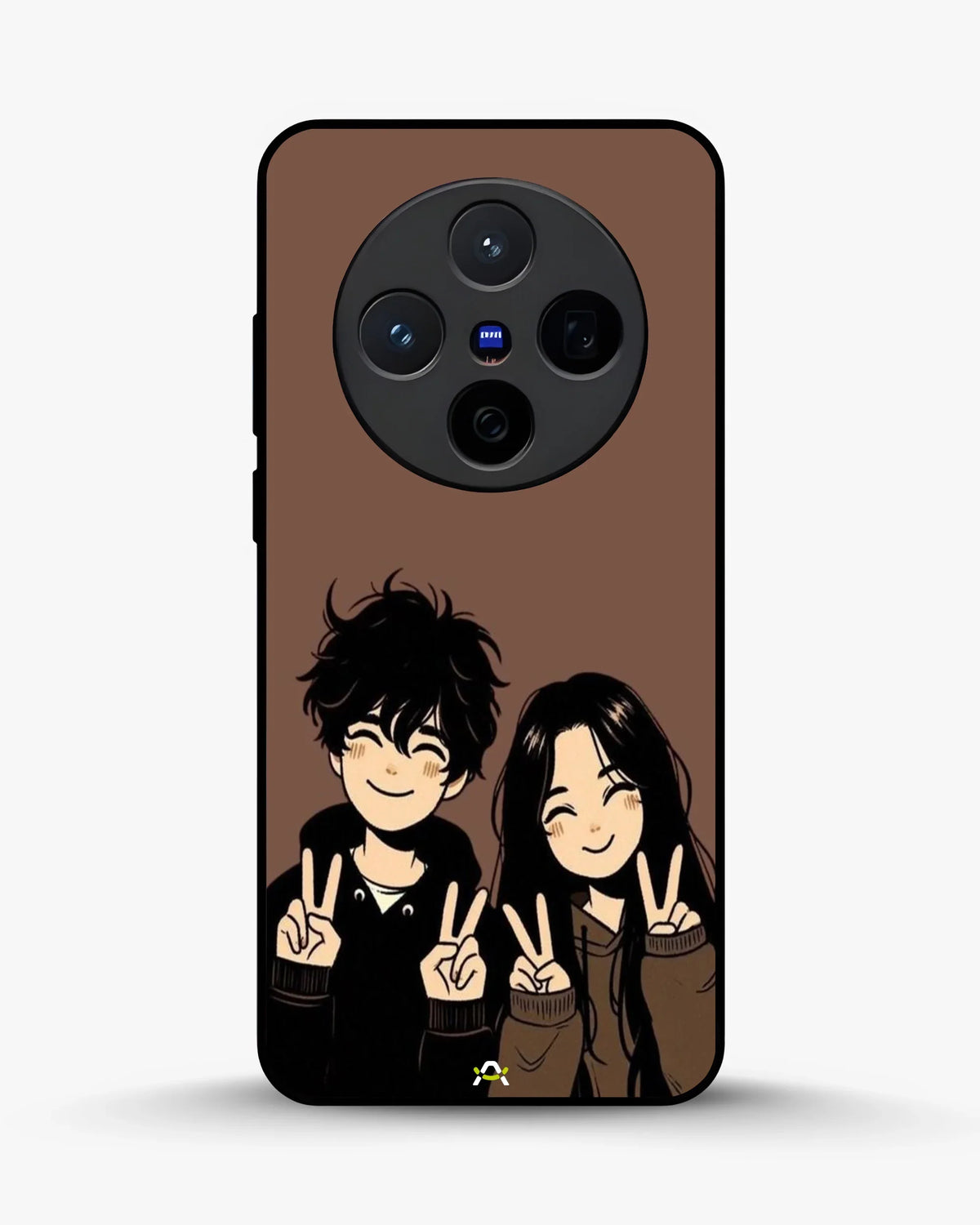 Couple Peace Sign Phone Case - Warm Brown Art Print for iPhone, Samsung, Pixel, OnePlus & Vivo