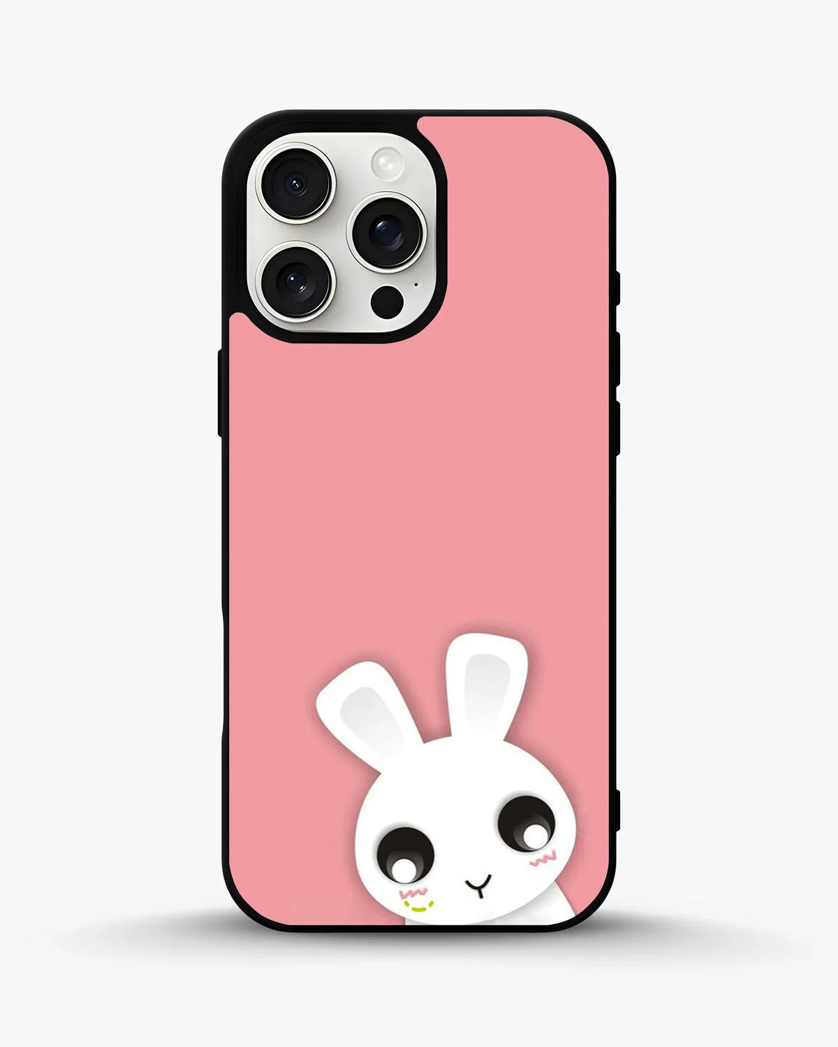 Cute Bunny Face Phone Case - Kawaii Pink & White Print for iPhone, Samsung, Pixel, OnePlus & Vivo