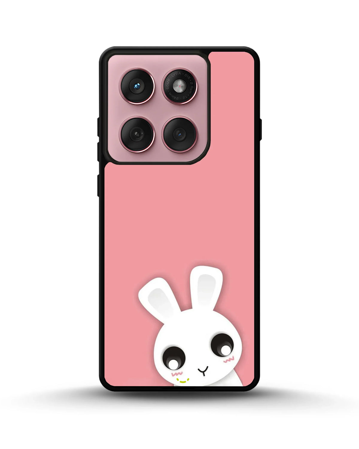Cute Bunny Face Phone Case - Kawaii Pink & White Print for iPhone, Samsung, Pixel, OnePlus & Vivo