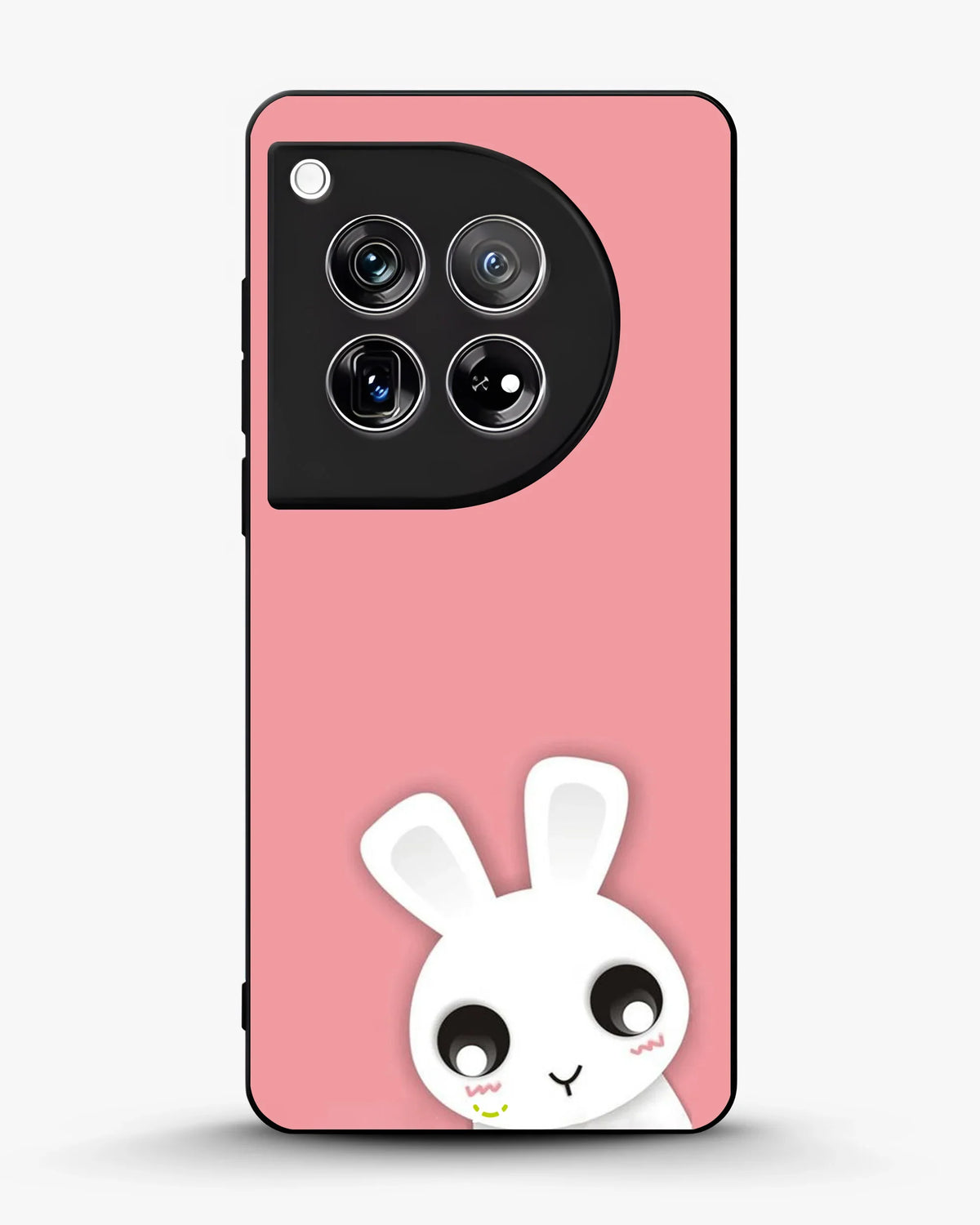 Cute Bunny Face Phone Case - Kawaii Pink & White Print for iPhone, Samsung, Pixel, OnePlus & Vivo