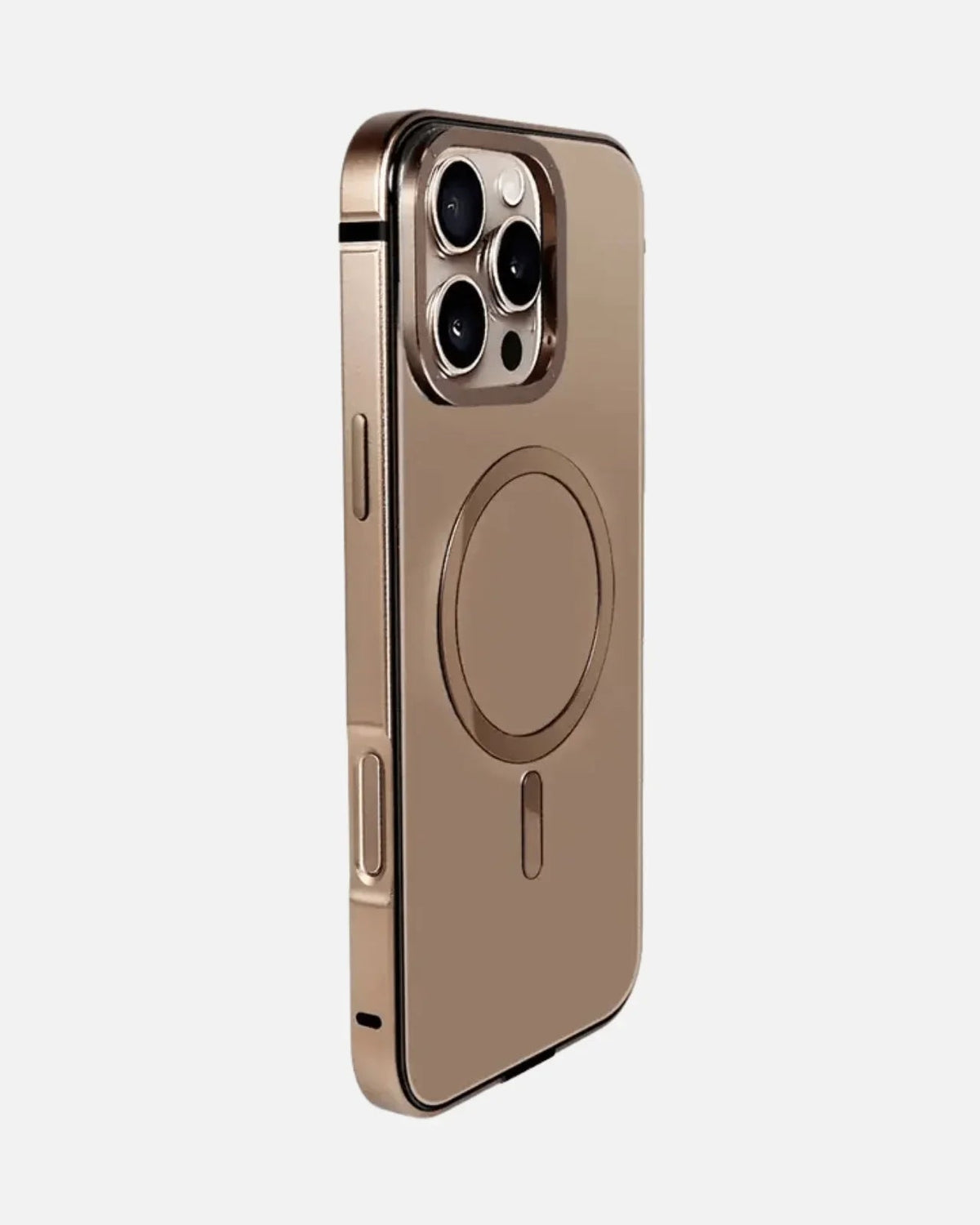 Desert Titanium MagSafe iPhone Case for iPhone 16 Pro & 16 Pro Max – Shockproof Metal Bezel with Glass Back