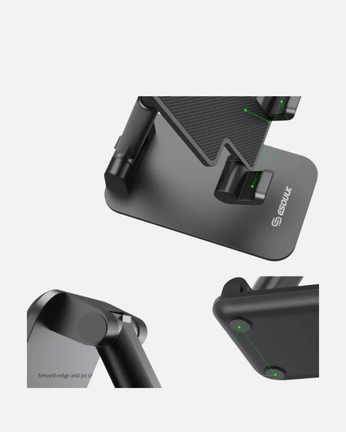 Esoulk EH40 Adjustable Foldable Mobile & Tablet Stand – Black