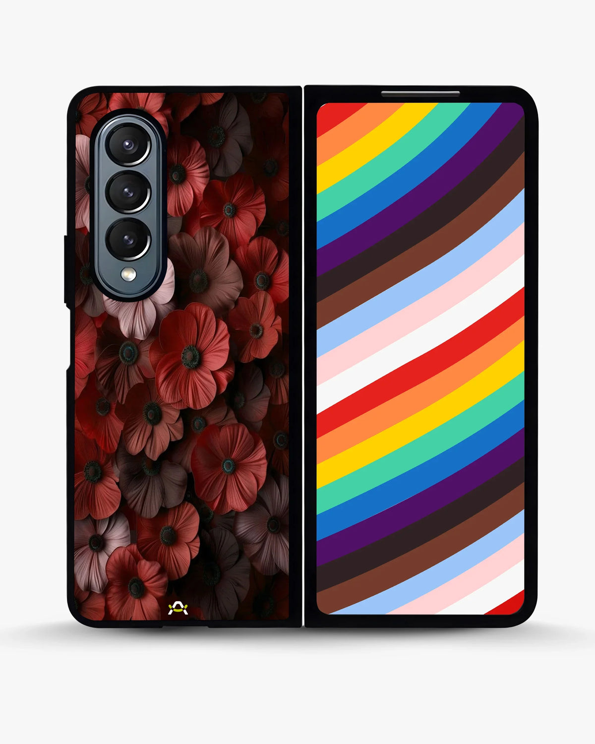 Crimson Floral Phone Case - Bold Botanical Print on Charcoal for iPhone, Samsung, Pixel, OnePlus & Vivo