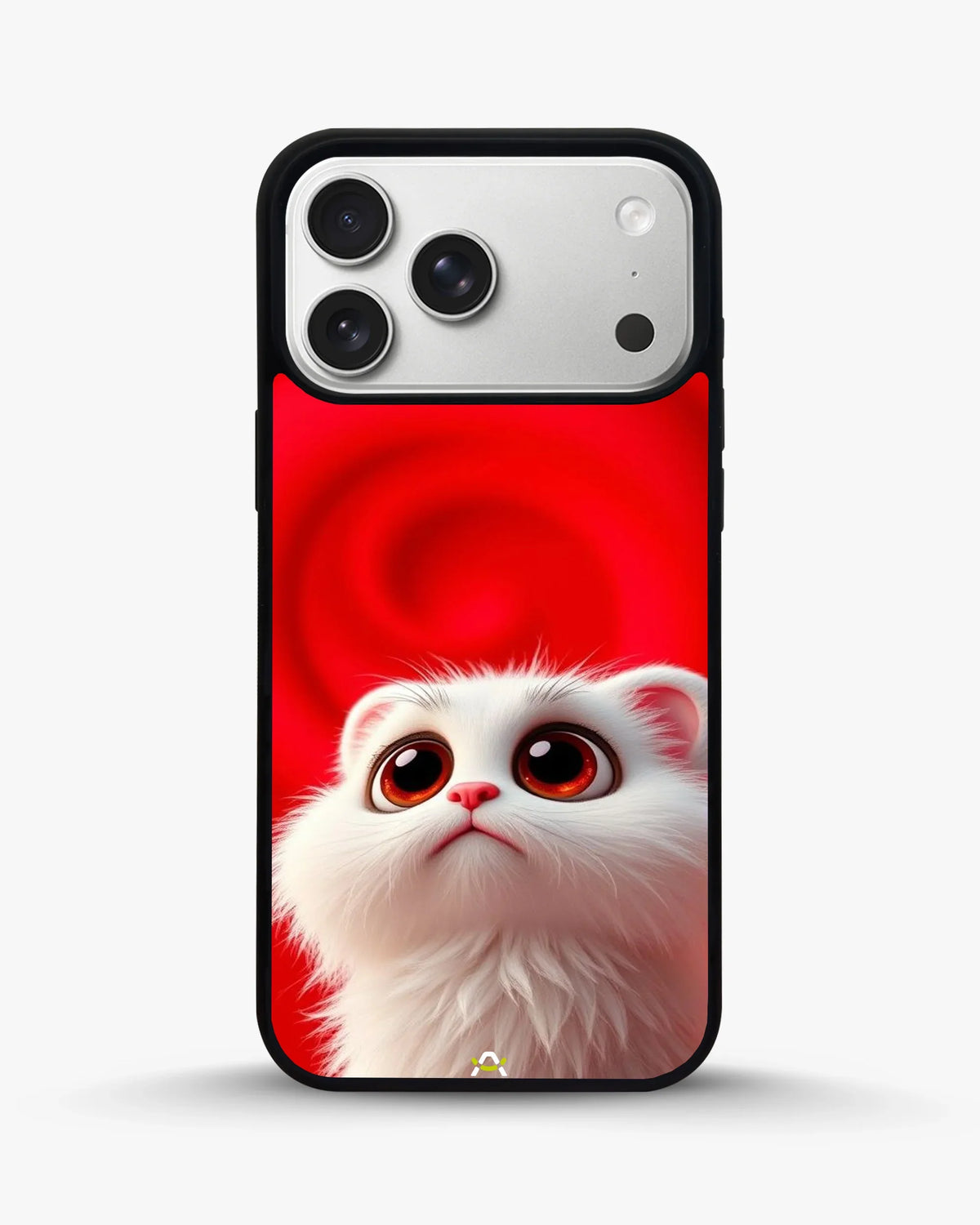 Fluffy White Cat Phone Case - Cute Red Background Print for iPhone, Samsung, Pixel, OnePlus & Vivo
