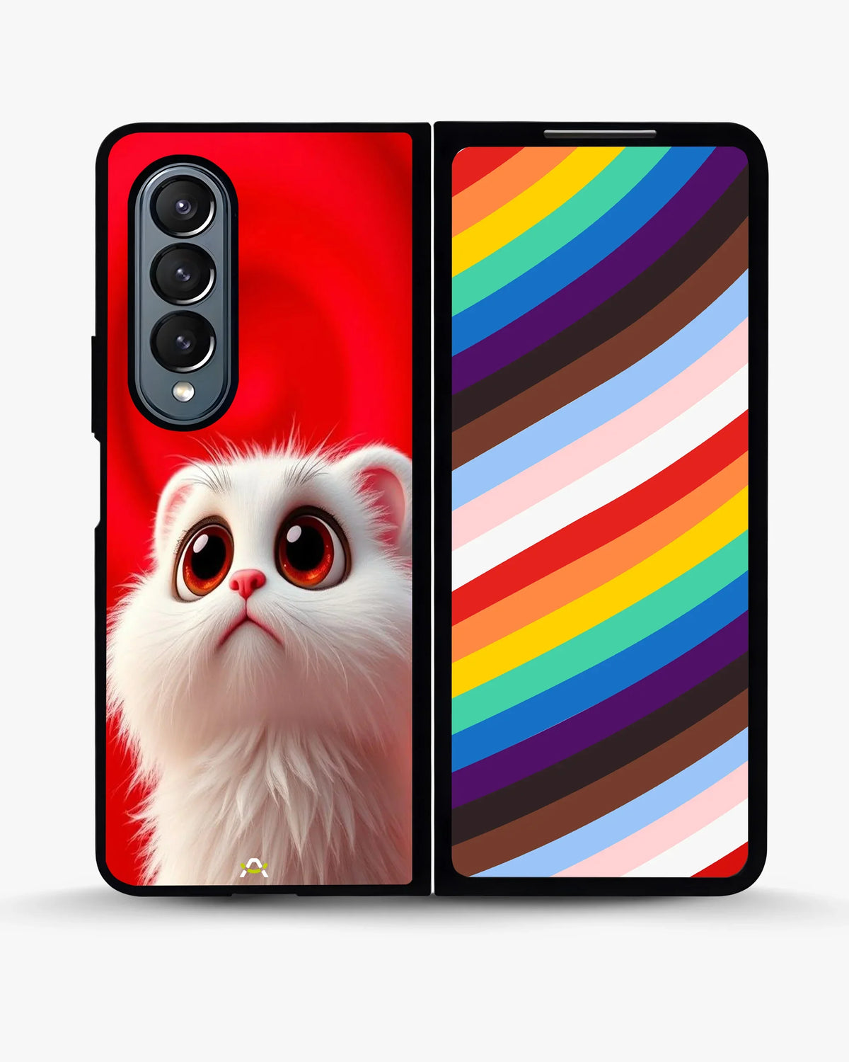 Fluffy White Cat Phone Case - Cute Red Background Print for iPhone, Samsung, Pixel, OnePlus & Vivo