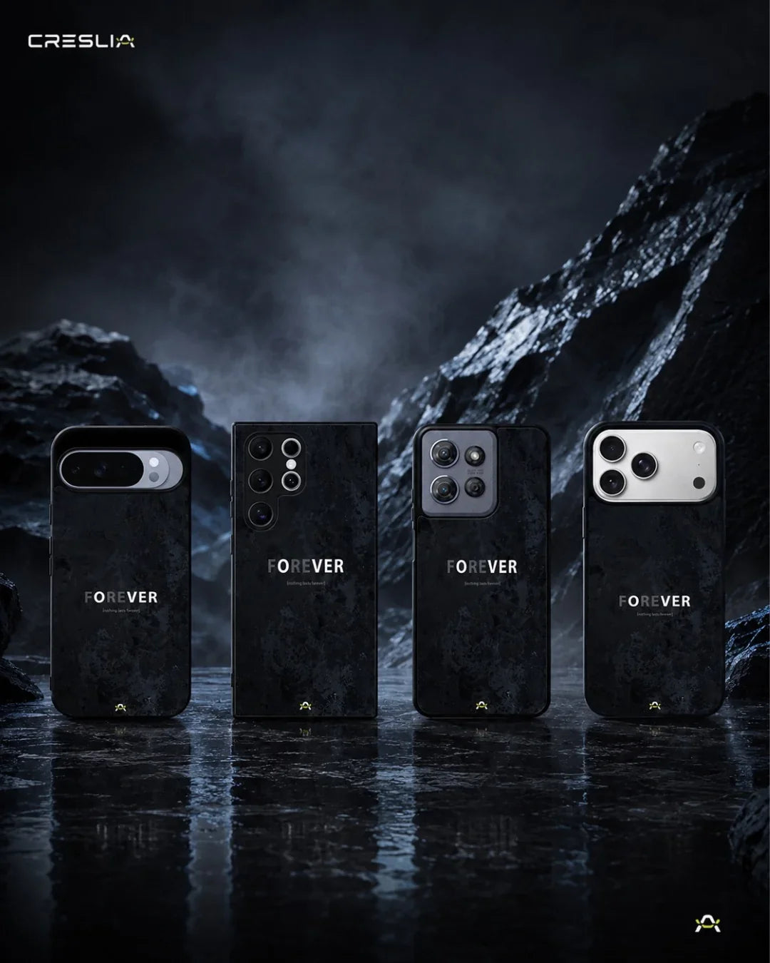 Forever Typography Phone Case - Charcoal Statement Print for iPhone, Samsung, Pixel, OnePlus & Vivo