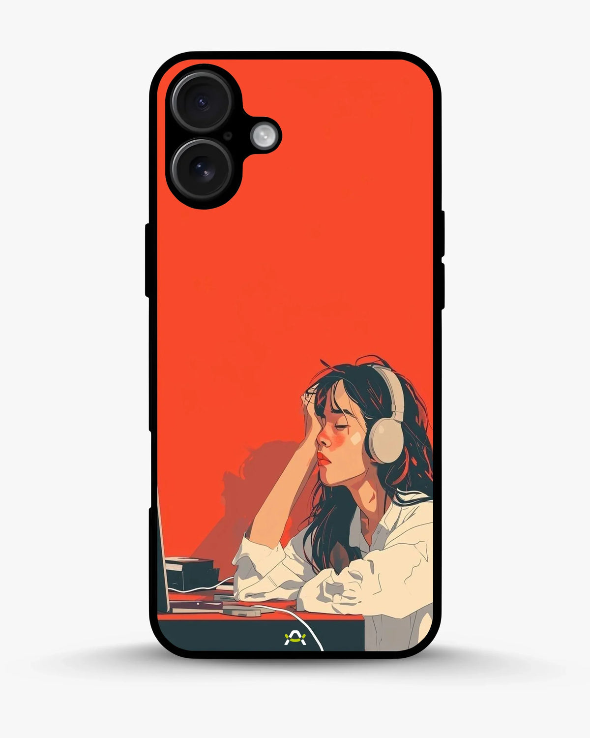Girl With Headphones Phone Case - Relaxed Orange Art Print for iPhone, Samsung, Pixel, OnePlus & Vivo