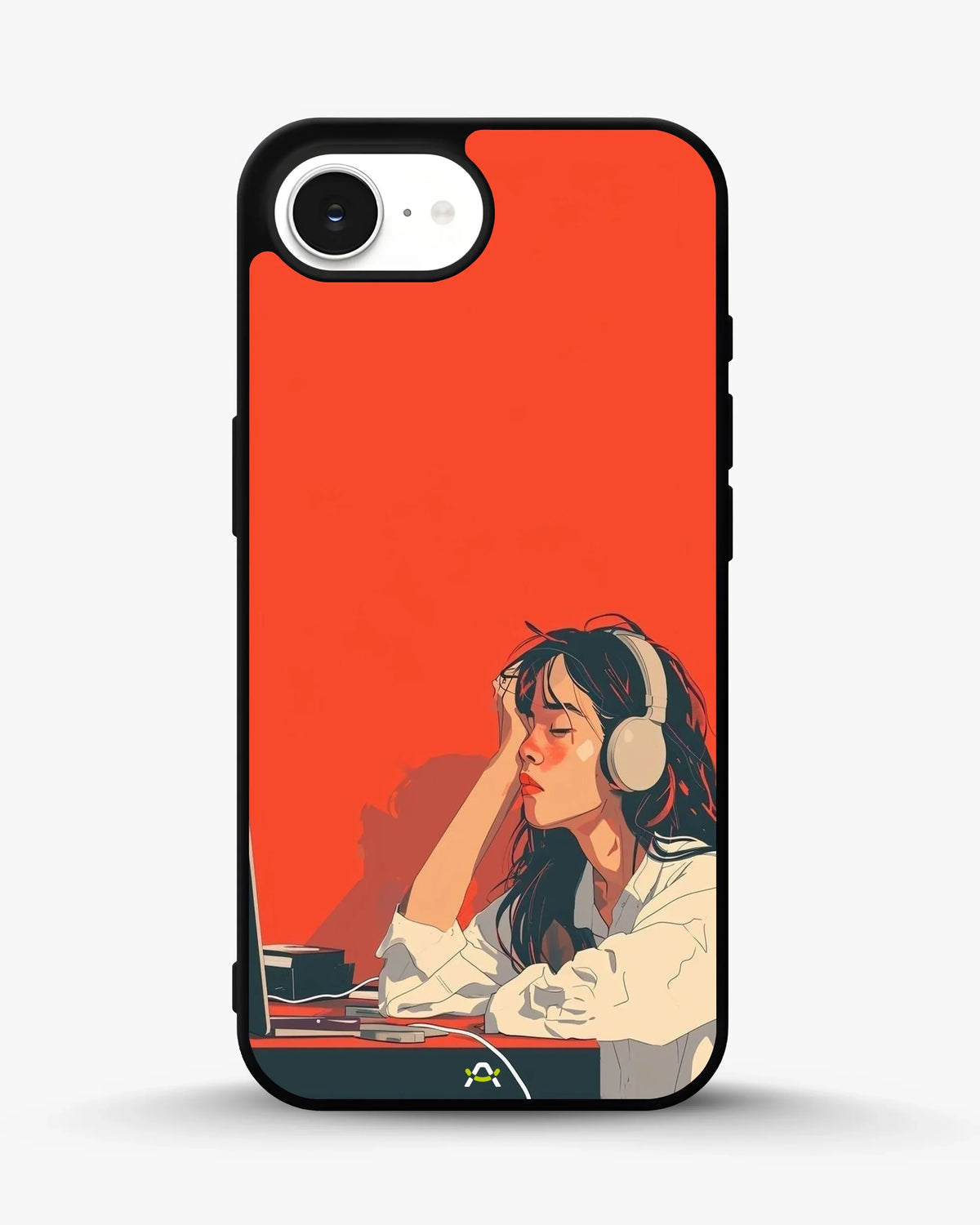Girl With Headphones Phone Case - Relaxed Orange Art Print for iPhone, Samsung, Pixel, OnePlus & Vivo