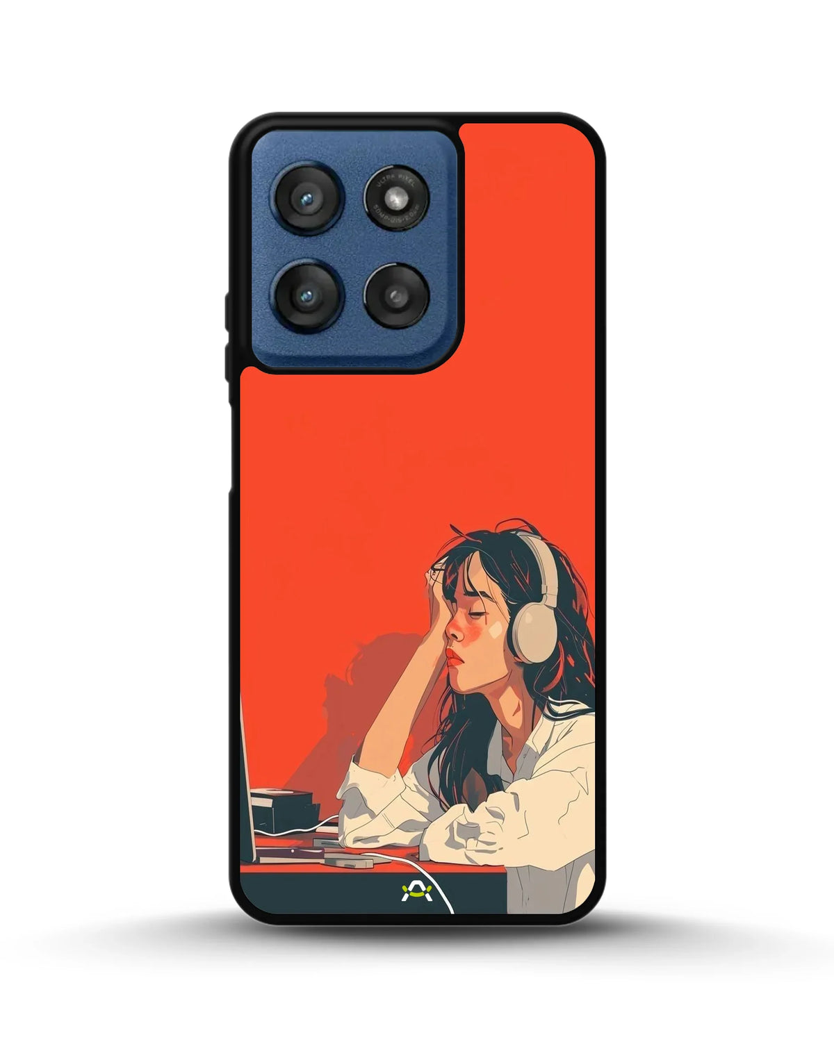 Girl With Headphones Phone Case - Relaxed Orange Art Print for iPhone, Samsung, Pixel, OnePlus & Vivo