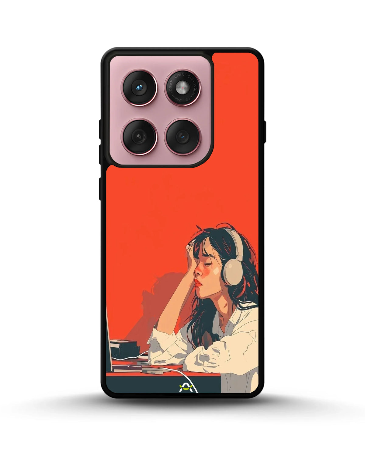 Girl With Headphones Phone Case - Relaxed Orange Art Print for iPhone, Samsung, Pixel, OnePlus & Vivo