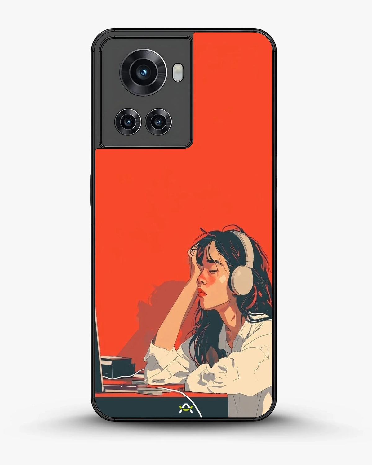 Girl With Headphones Phone Case - Relaxed Orange Art Print for iPhone, Samsung, Pixel, OnePlus & Vivo