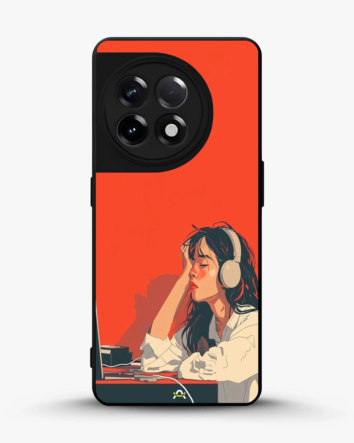 Girl With Headphones Phone Case - Relaxed Orange Art Print for iPhone, Samsung, Pixel, OnePlus & Vivo