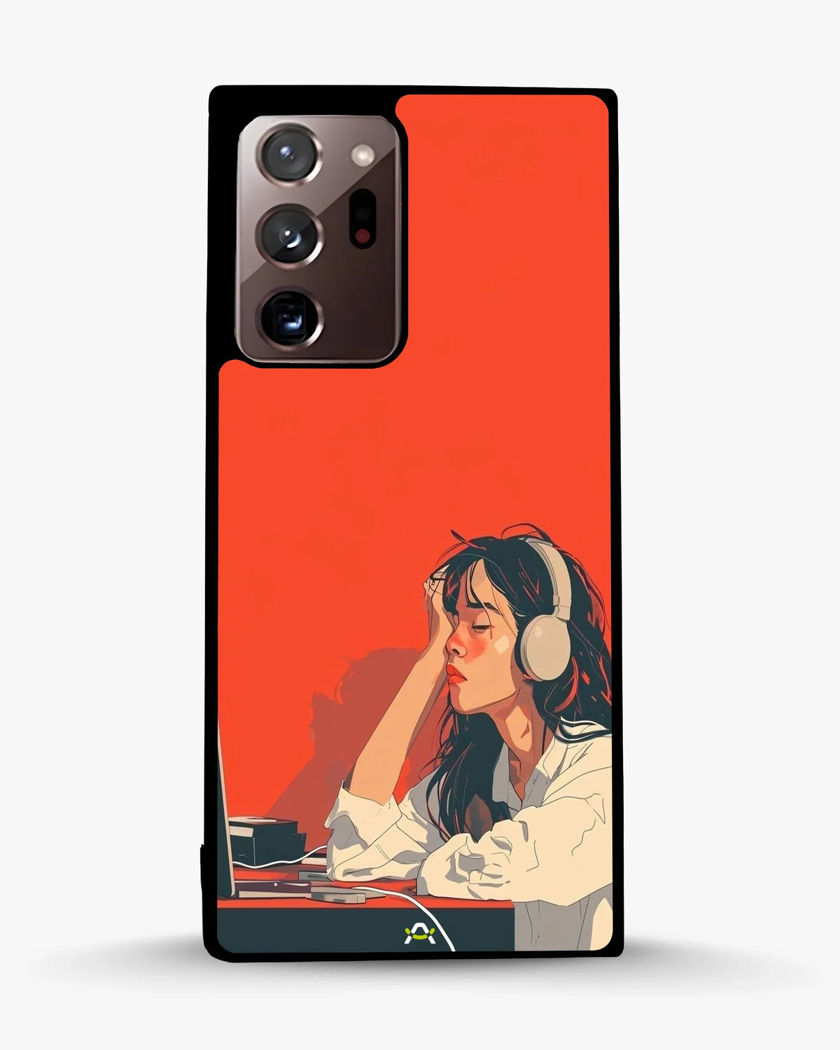 Girl With Headphones Phone Case - Relaxed Orange Art Print for iPhone, Samsung, Pixel, OnePlus & Vivo