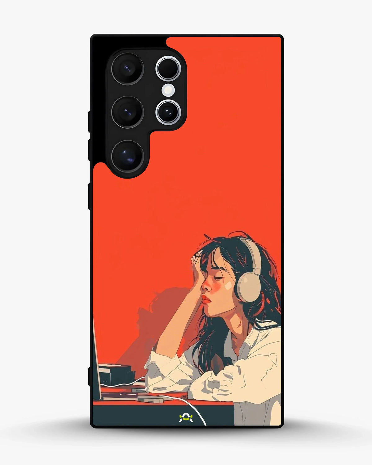 Girl With Headphones Phone Case - Relaxed Orange Art Print for iPhone, Samsung, Pixel, OnePlus & Vivo