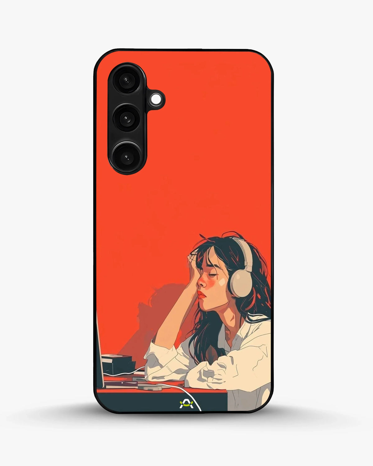 Girl With Headphones Phone Case - Relaxed Orange Art Print for iPhone, Samsung, Pixel, OnePlus & Vivo