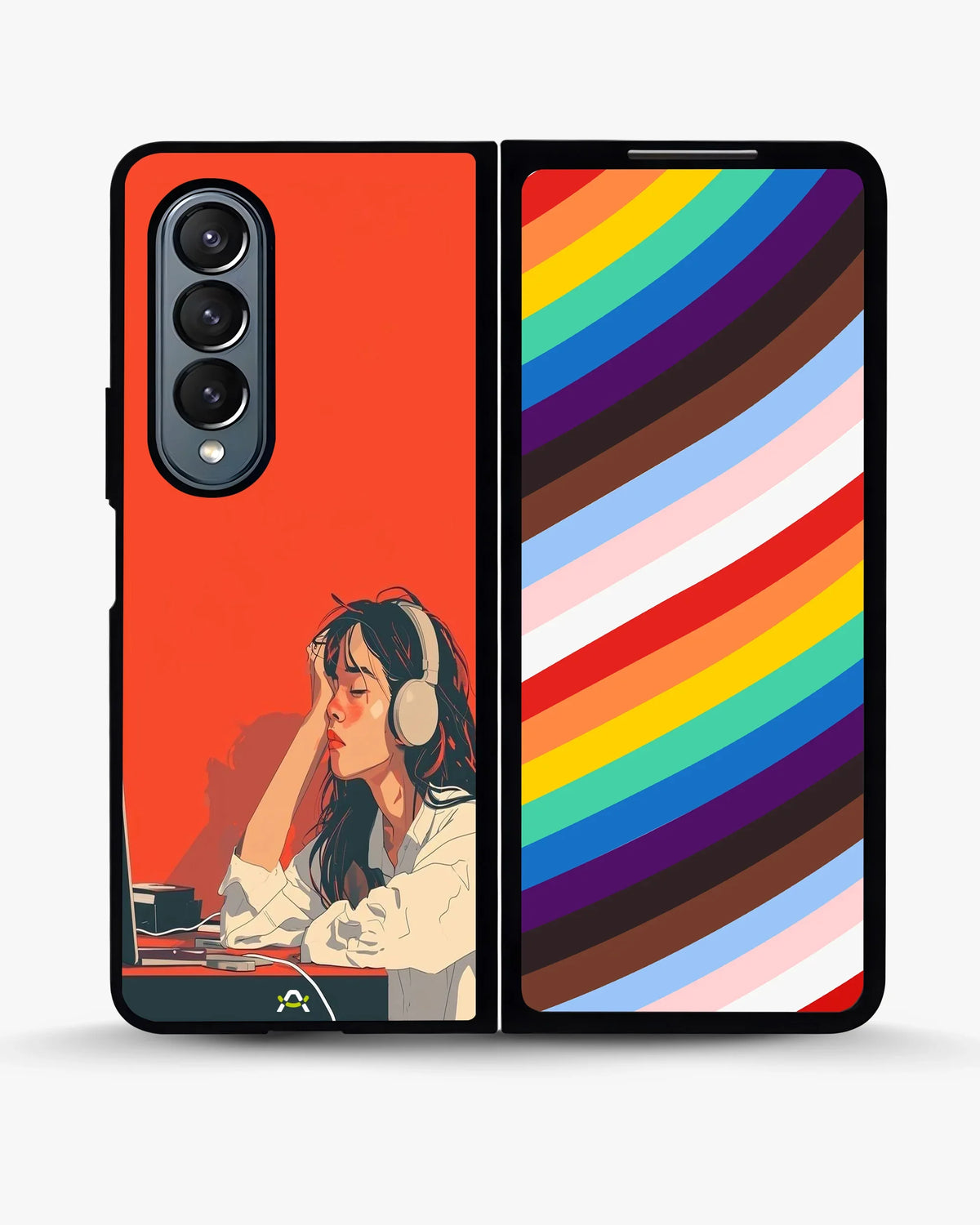 Girl With Headphones Phone Case - Relaxed Orange Art Print for iPhone, Samsung, Pixel, OnePlus & Vivo