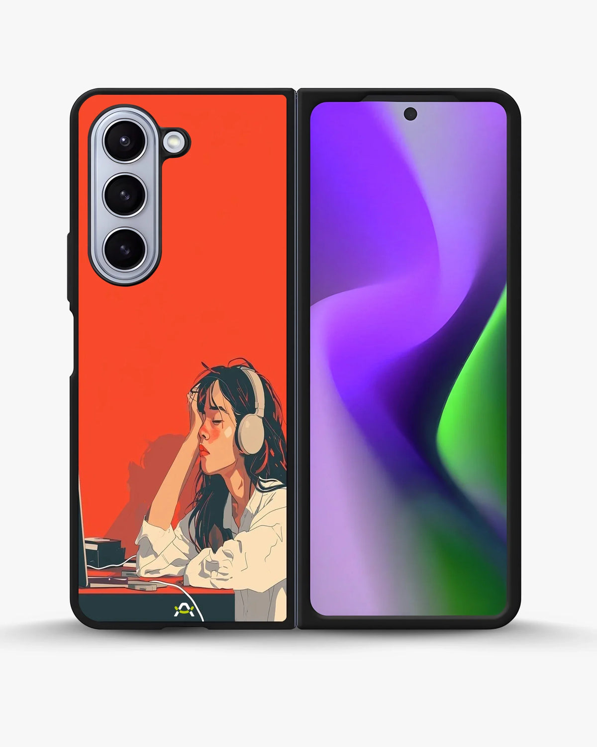 Girl With Headphones Phone Case - Relaxed Orange Art Print for iPhone, Samsung, Pixel, OnePlus & Vivo