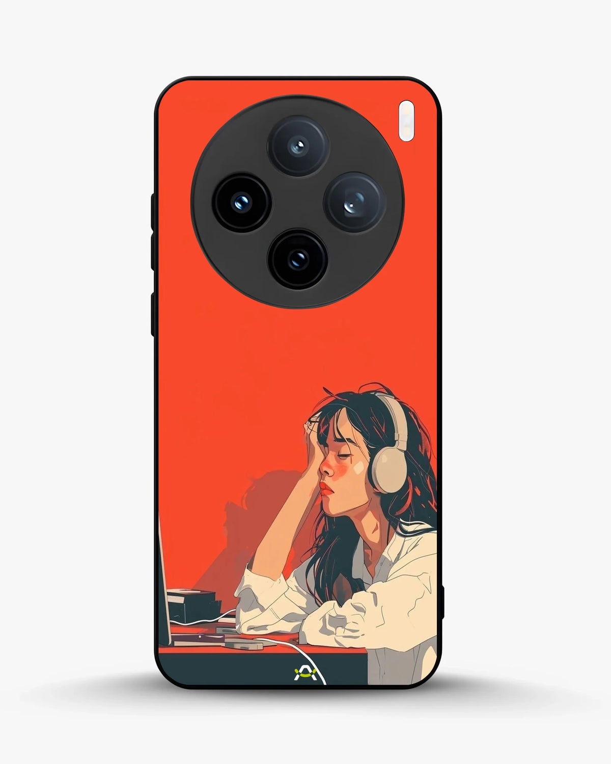 Girl With Headphones Phone Case - Relaxed Orange Art Print for iPhone, Samsung, Pixel, OnePlus & Vivo