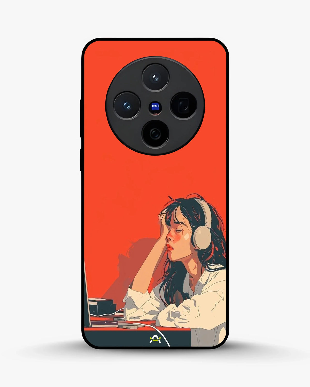 Girl With Headphones Phone Case - Relaxed Orange Art Print for iPhone, Samsung, Pixel, OnePlus & Vivo