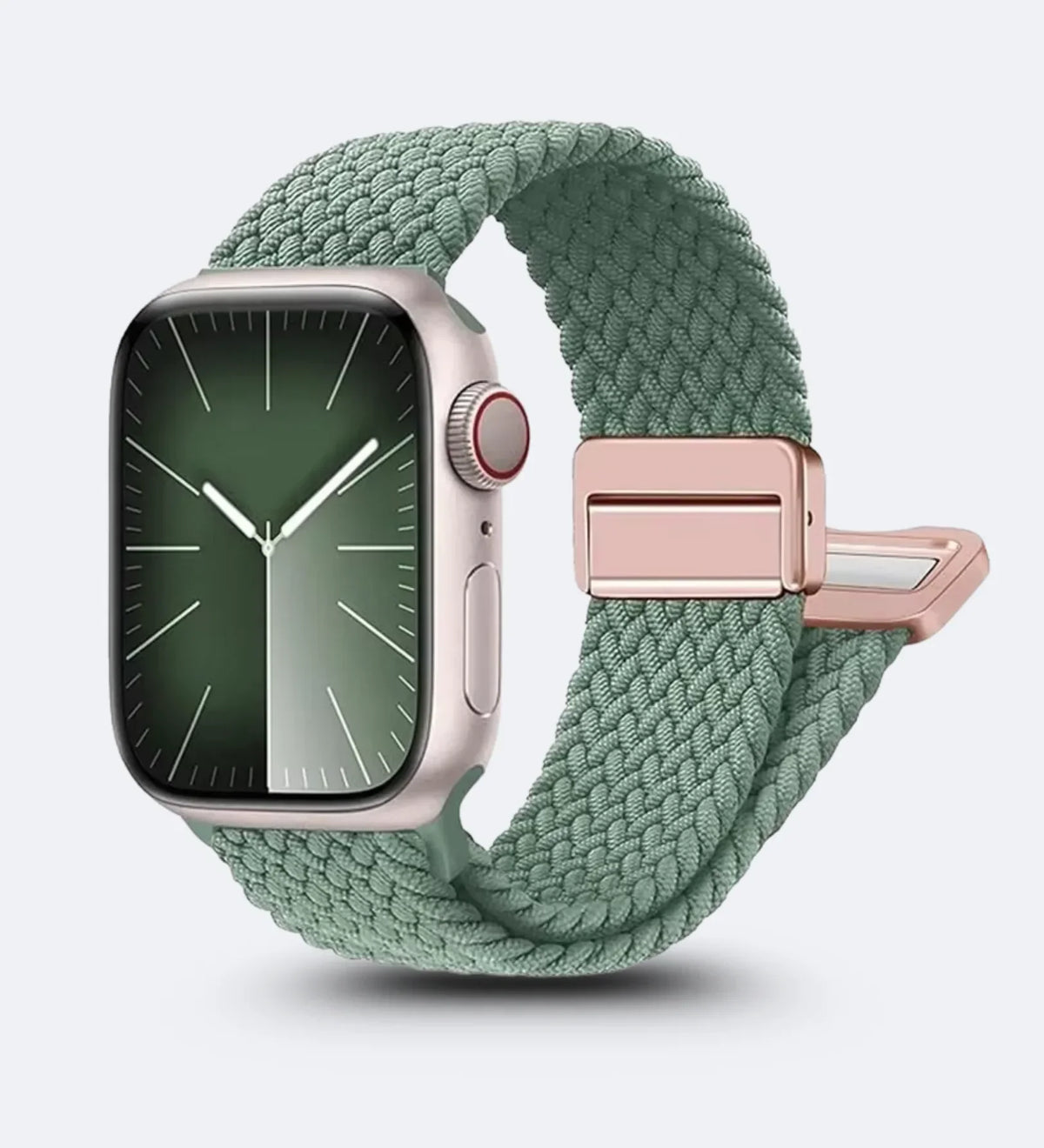 Magnetic Buckle Braided Loop Band for Apple Watch - Green Nylon Strap