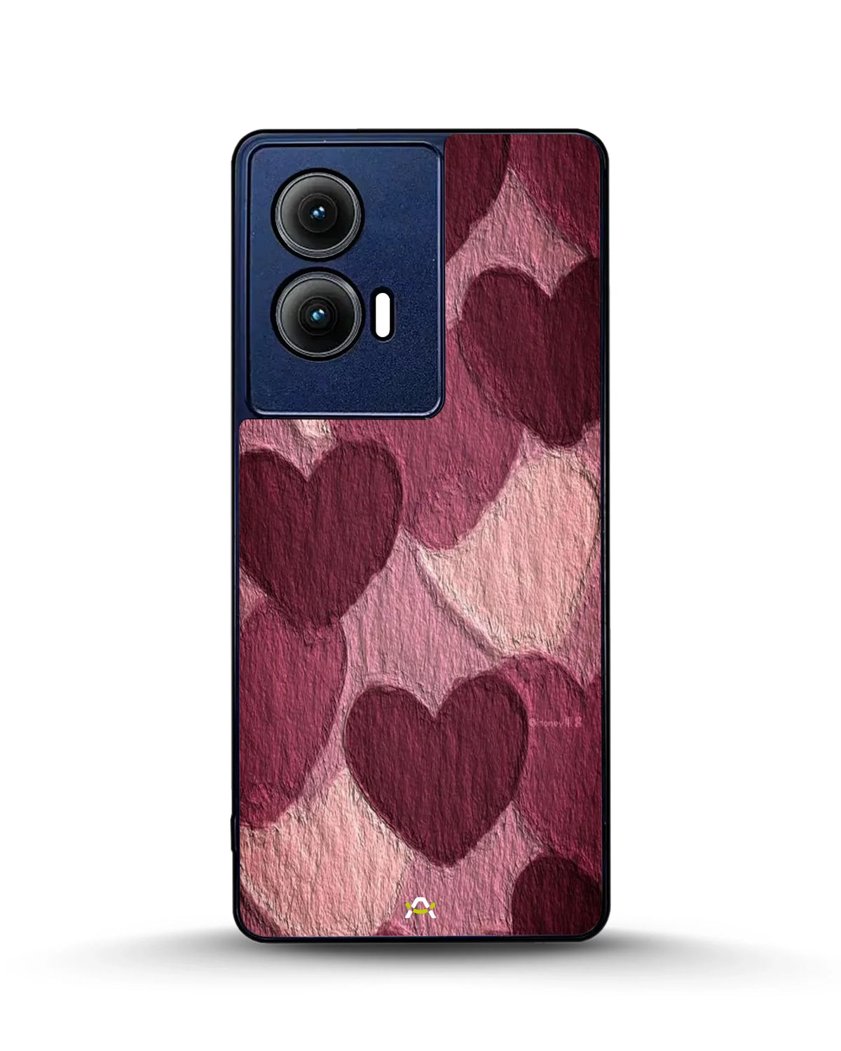 Hearts Pattern Phone Case - Textured Burgundy & Pink Print for iPhone, Samsung, Pixel, OnePlus & Vivo