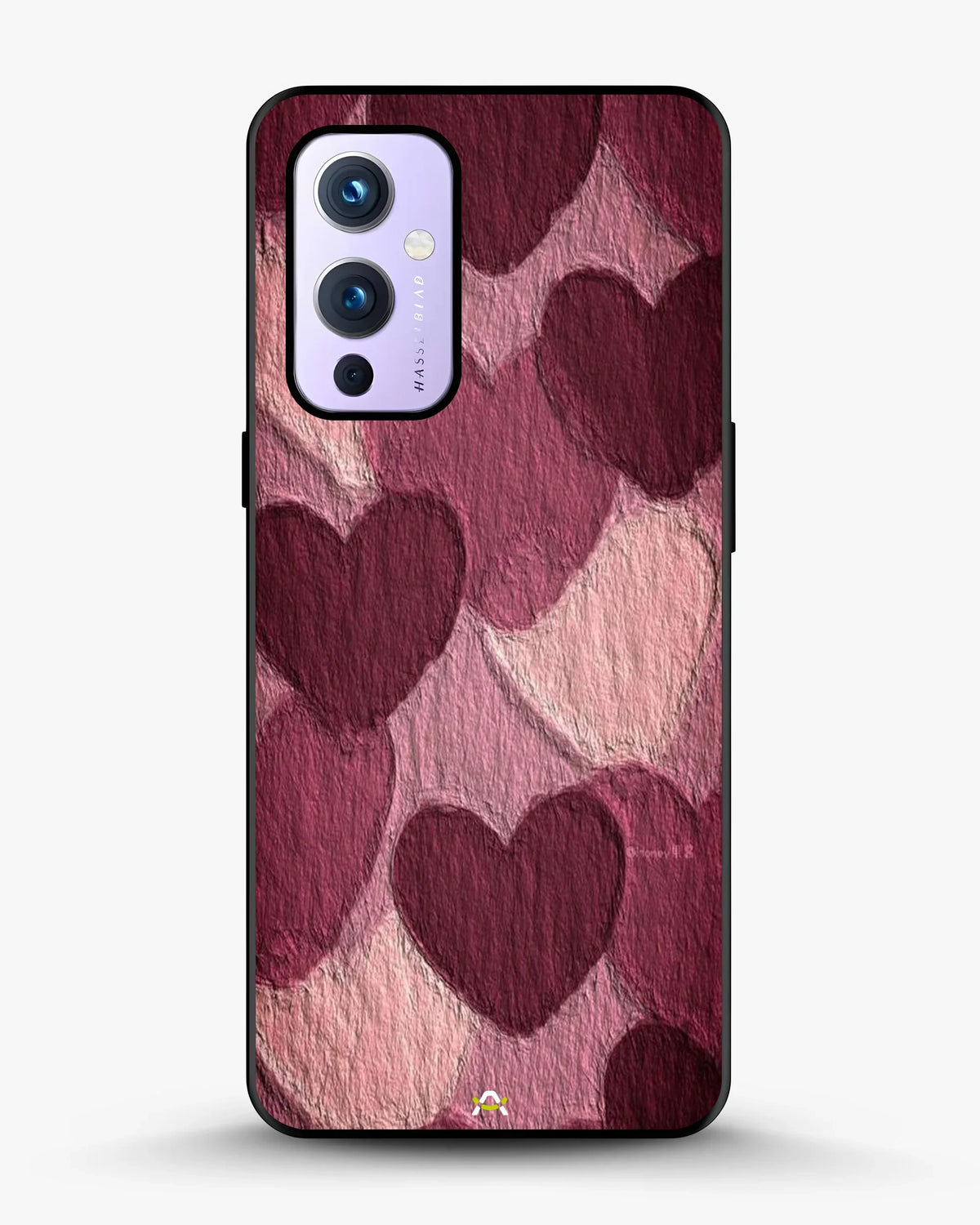 Hearts Pattern Phone Case - Textured Burgundy & Pink Print for iPhone, Samsung, Pixel, OnePlus & Vivo