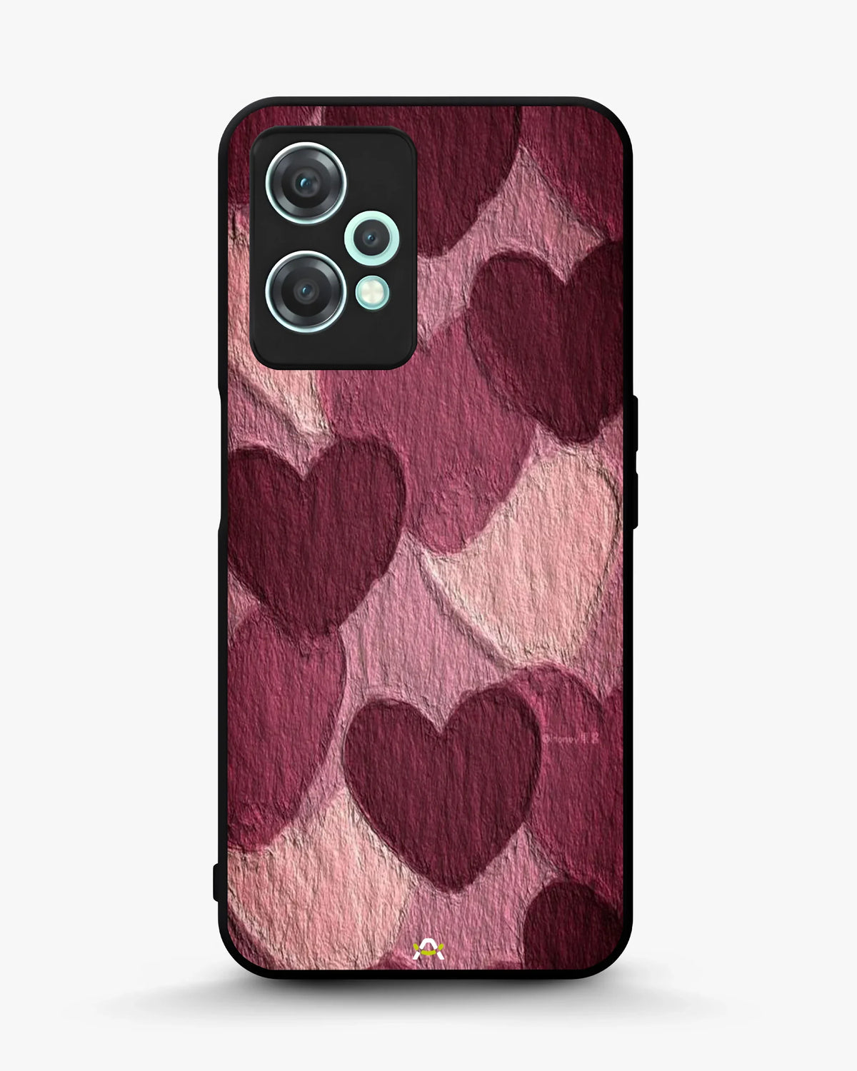 Hearts Pattern Phone Case - Textured Burgundy & Pink Print for iPhone, Samsung, Pixel, OnePlus & Vivo