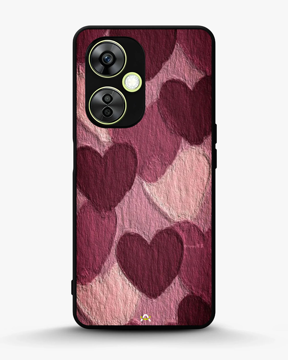 Hearts Pattern Phone Case - Textured Burgundy & Pink Print for iPhone, Samsung, Pixel, OnePlus & Vivo