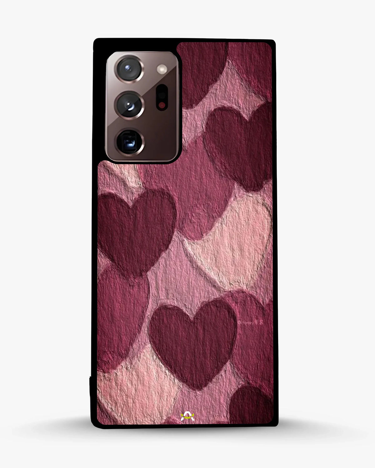 Hearts Pattern Phone Case - Textured Burgundy & Pink Print for iPhone, Samsung, Pixel, OnePlus & Vivo